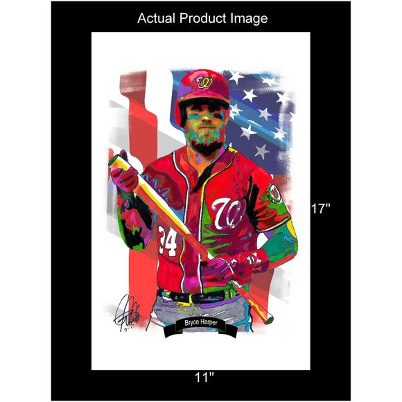 Bryce Harper Washington Nationals Baseball Sports Poster Print Wall Art 11x17 - Picture 2 of 5